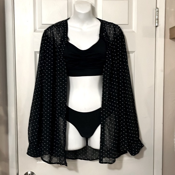 Two Sheer Beach Pool Swimsuit Coverup Tops Blouses Leopard & Polka Dot - Picture 3 of 16